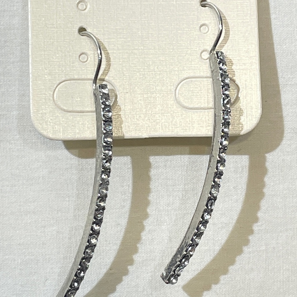 Vintage Rhinestone Dangle Earrings Clear and Smoked 2 Pairs - Picture 4 of 6